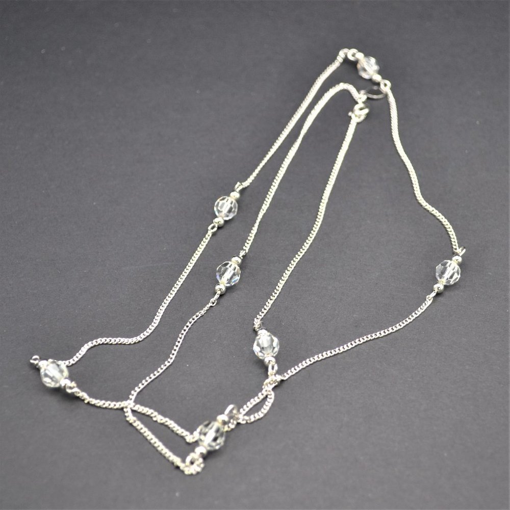 1977 Avon Lead Crystal Bead Necklace in Silver Tone